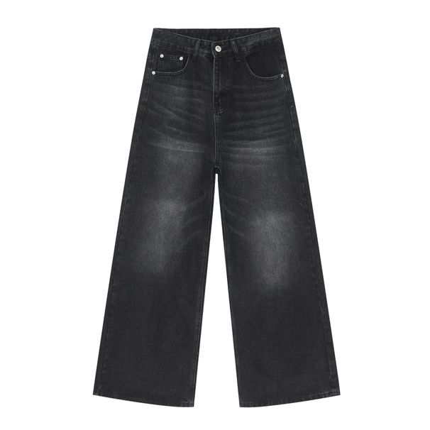 Men's Clothing Washed Jeans Men's Handsome Loose Washed Straight Wide Leg Mopping Pants_viptrois.com