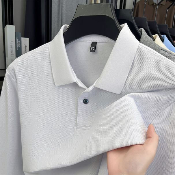 100% Cotton Spring And Autumn Men's Polo Shirt Long Sleeve Turn-Down Collar Casual Versatile Dad Clothes Men_viptrois.com