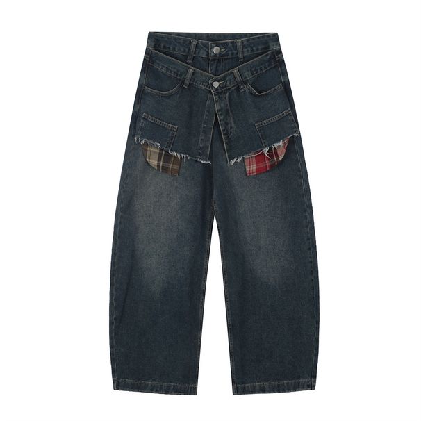 Two-Piece Pocket Jean For Men, Spring And Autumn American Style Overize Pant, High Street Looe Wide-Leg_viptrois.com