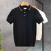 Men's High End Light Luxury Knitted Polo Shirt Short Sleeved Ice Silk Collar Solid Color New Summer Style T-Shirt_viptrois.com