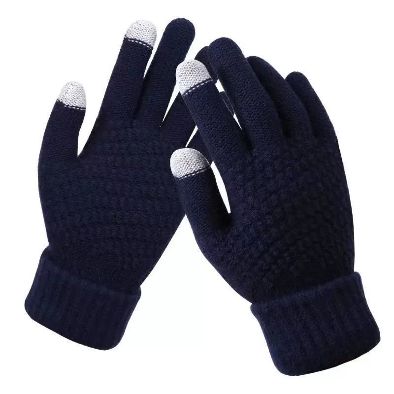 Autumn and winter gloves pineapple gloves cycling warm plus velvet touch screen students windproof warm cold Korean style knitted gloves_viptrois.com