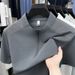 Men's Solid Color Quick Drying Half Zip Polo Shirt Short Sleeve Casual Fashionable Sporty Thin T-Shirt for Summer_viptrois.com