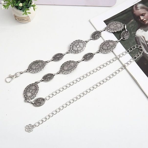 Personalized Ethnic Retro Metal Disc Pendant Waist Chain Women's Fashion Metal Matching Dress Belt Decoration_viptrois.com