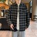 Long Sleeved Checkered Shirt For Men, Loose, Fashionable, Trendy, Casual, Retro, Worn, Brushed Shirt_viptrois.com