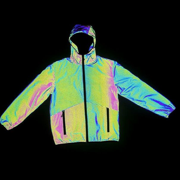 Men's Clothing Autumn and Winter Fashion Fish Scale Pattern Colorful Reflective Jacket Men's Casual Colorful Luminous Jacket_viptrois.com