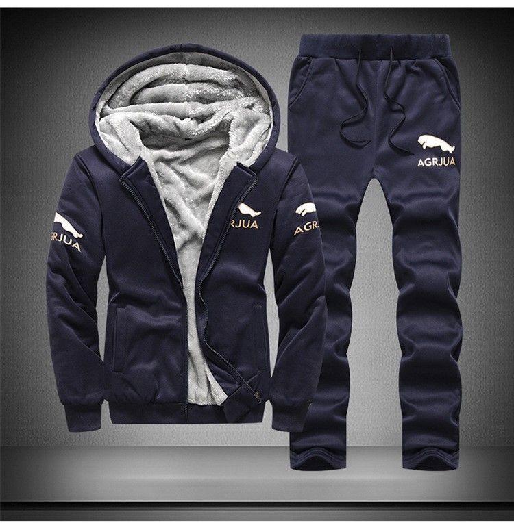 Men's Fleece-Lined Hoodie Jogger 3-Piece Set | Winter Warm Sportswear | Thermal Lined For Cold Weather | Sizes M-4XL (Black/Gray/Navy/Blue)_viptrois.com