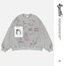 Autumn Winter New Trendy Brand Portrait Graffiti Print Destroyed Terry Crew Neck Sweatshirt_viptrois.com