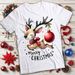 Mens And Womens Cute Cartoon Reindeer Christmas T-Shirt Mens Womens Tees Top Tee #MC_viptrois.com