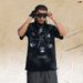 American Street Style Spray-painted Pure Cotton Vintage Print Men's Loose Casual Short-sleeve Shirt_viptrois.com