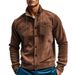 Men's Clothing Corduroy Collar Jacket Retro American Style Multi-Pocket Workwear Black Blue Khaki V-Neck Long Sleeve Casual Basic_viptrois.com