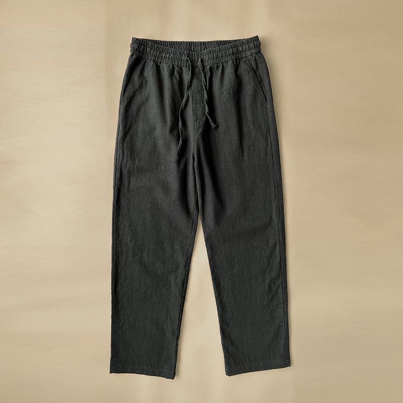 Men's Clothing Linen Pants Men's Summer Thin Loose Straight Pants Drape Cotton And Linen Trousers Men's Casual Pants_viptrois.com