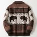 1 Foreign Trade Men's Clothing European And American Retro Jacquard Knitwear Autumn Winter Thickened Cardigan_viptrois.com