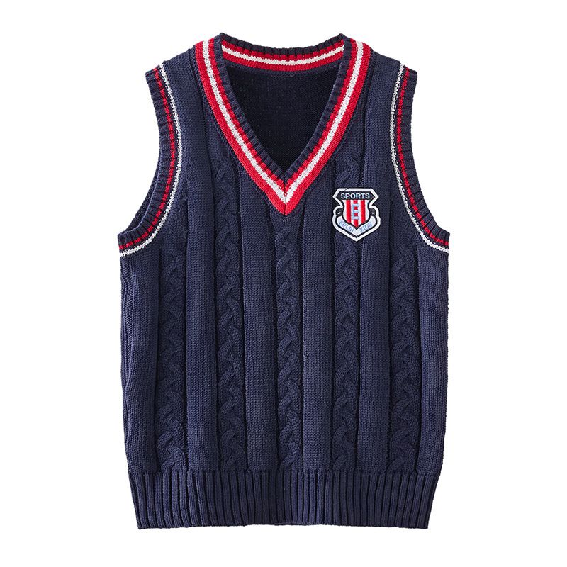 "Unisex Cable-Knit Cotton Vest For Kids - Korean Style School Uniform Sweater (100-180cm, 5 Colors)"_viptrois.com
