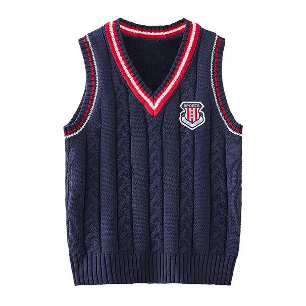 "Unisex Cable-Knit Cotton Vest For Kids - Korean Style School Uniform Sweater (100-180cm, 5 Colors)"_viptrois.com