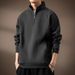Men's Heavyweight Quarter-Zip Polo Sweatshirt - Soft Vintage Style Pullover For Fall_viptrois.com