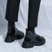 European Warm Series Martin British Style High Dark Series Shiny Leather Thick Sole Height Increasing Mid Top Inner Side Zipper Short Boots_viptrois.com