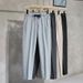Men's Clothing Drawstring Elastic Waist Small Suit Trousers Men Simple Cotton Suit Trousers Casual Trousers Solid Color Nine Points Suit Trousers_viptrois.com