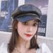 Beret Autumn PU Octagonal Fashion Versatile Leather British Style Trendy Duckbill Hat Men Winter Warm_viptrois.com