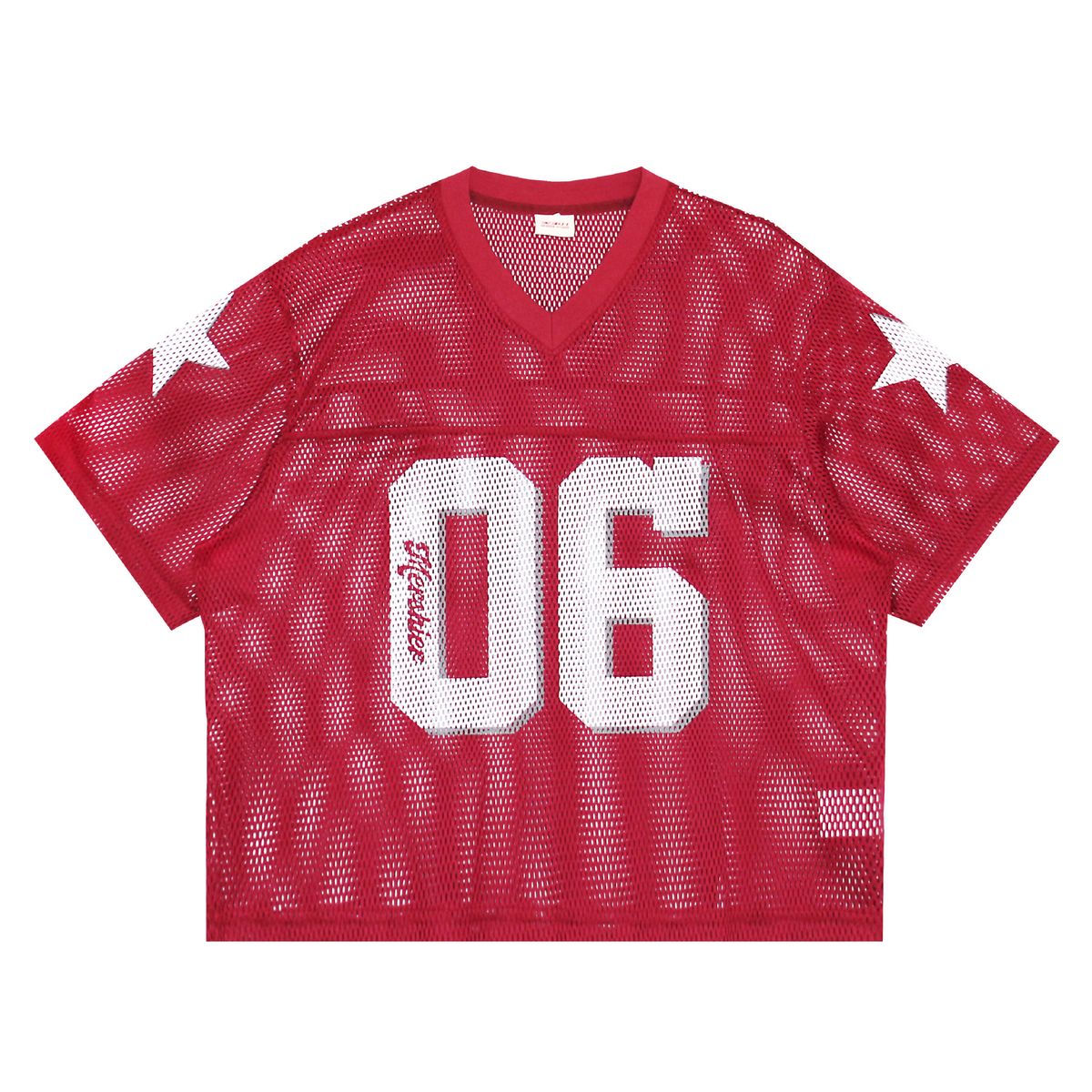 Men's Clothing Retro Summer Loose Silhouette Breathable Mesh Letter Printing Hollow V Neck Short Sleeved T Shirt_viptrois.com