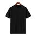 Men's Clothing Worsted Wool Short Sleeved T Shirt Round Neck Pullover Casual Bottoming Shirt Tencel Knitted Short Sleeved Thin Sweater_viptrois.com