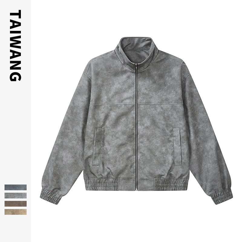 Men's Clothing Men's Wear 2024 retro stand up collar PU leather jacket men's autumn and winter new loose motorcycle jacket_viptrois.com