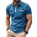 Men's Short Sleeve Polo Shirt With Contrast Collar & Chest Pocket – Breathable Cotton Blend Casual Top For Summer (10 Colors, S-Xxxl)_viptrois.com