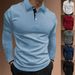 Men's Slim-Fit Long Sleeve Polo Shirt - Breathable & Stretchable, Moisture-Wicking For Gym, Work & Daily Wear_viptrois.com