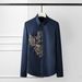 Men's Clothing Men's Slim Fit Long Sleeve Shirt Royal Flower Imported Colored Hot Rhinestone Trendy Style Casual Shirts_viptrois.com