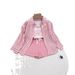 Kid's Clothing 2024 early autumn new girls' casual striped sunscreen shirt stylish vest shorts three piece set_viptrois.com
