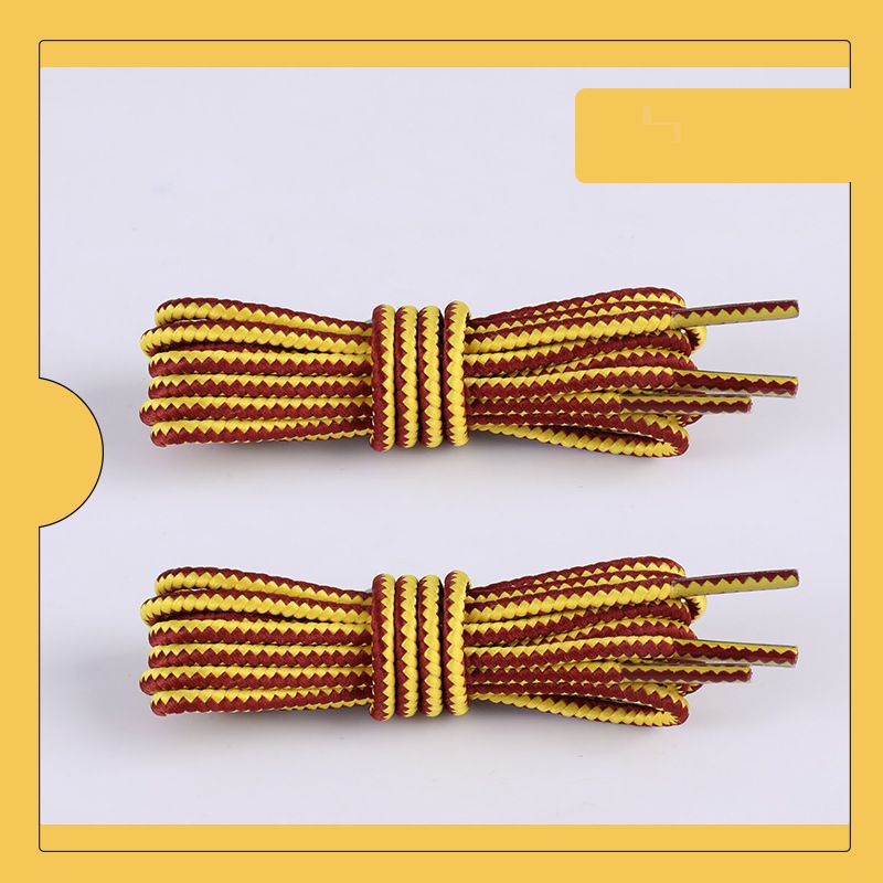 Shoe Accessories two color woven yellow brown brown big yellow boots Martin boots kick resistant round shoelace rope one pair_viptrois.com