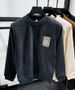 Premium Fleece-Lined Crewneck Sweatshirt For Men – Thickened Winter Thermal Base Layer With Brushed Polyester Interior, Classic Solid Color Pullover_viptrois.com