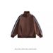 CT American Style Three-Stripes Stand Collar Jacket For Men, Autumn Trendy Loose Double-Headed Zipper Jacket, Couple's_viptrois.com