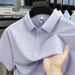 Men's Clothing High End Nylon Spandex Ice Silk Jacquard Short Sleeved T Shirt Summer New Men's Business Casual Solid Color Polo Shirt T Shirt_viptrois.com
