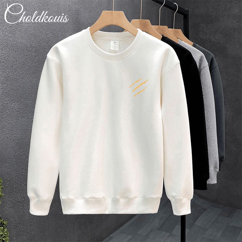 Men's Casual Fleece-Lined Pullover Sweatshirt - Soft & Comfortable Round Neck Loose Fit Hoodie For Winter, Stylish Streetwear With Cartoon Print_viptrois.com