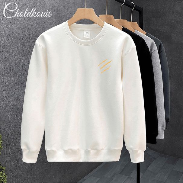 Men's Casual Fleece-Lined Pullover Sweatshirt - Soft & Comfortable Round Neck Loose Fit Hoodie For Winter, Stylish Streetwear With Cartoon Print_viptrois.com
