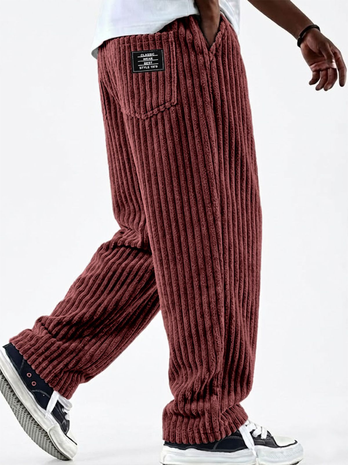 Men's Wide Corduroy Cargo Pants With Logo Pockets - Relaxed Fit Retro Casual Trousers For Everyday Wear (Multiple Colors & Sizes)_viptrois.com