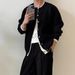 Autumn Winter Knitted Cardigan Korean Dongdaemun Simple Round Neck Long Sleeve Lazy Layered Sweater Jacket For Men High_viptrois.com