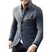 Men's Slim-Fit Knit Cardigan – Stylish Stand Collar Pullover With Pockets (S-3XL, Charcoal/Black/Navy/Khaki)_viptrois.com