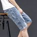 Men's Clothing Denim Shorts Trendy Loose Five Point Summer Thin Casual Ripped Mid Length Pants_viptrois.com