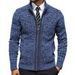 2025 Autumn British Style Fashion Knitwear Cardigan Outerwear Men's Stand Collar Splicing Long Sleeve Casual Slim Kniting Sweater_viptrois.com