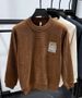 Premium Fleece-Lined Crewneck Sweatshirt For Men – Thickened Winter Thermal Base Layer With Brushed Polyester Interior, Classic Solid Color Pullover_viptrois.com