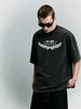 Vintage Washed Double-Sided Print Crown Checkered Flag Crest Laurel Graphic Heavyweight 230g Cotton Men's Street Tee_viptrois.com
