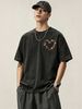 230g Washed Men Crew Neck Tee Conch Shell Heart Shaped Graphic Print Short Sleeve Casual Streetwear Summer Top_viptrois.com