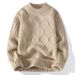 Men's Clothing Solid Color Twisted Sweater Coat Wool Velvet Youth Warm Round Neck Long Sleeve Knitted Bottoming Shirt_viptrois.com