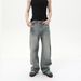 Men's Clothing Retro Distressed Raw Edge Design High Street Versatile Casual Straight Loose Jeans Trend_viptrois.com