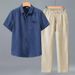 Men's Cotton Linen Two Piece Set Thin Casual Simple Retro Chinese Style Shirt And Trousers_viptrois.com