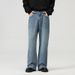 Men's Clothing Three Color Baggy Jeans Straight Loose Wide Leg Elastic Neutral Jeans For Men And Women_viptrois.com