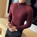 High-Quality Autumn Winter Half Turtleneck Stretch Long Sleeve Cotton Slim Fit Mid-Neck T-Shirt Korean Style Men's White_viptrois.com