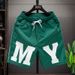 Men's Summer Style Letter Print Five Point Shorts Trendy Beachwear for Socially Conscious Young Kuaishou Internet Celebrities_viptrois.com