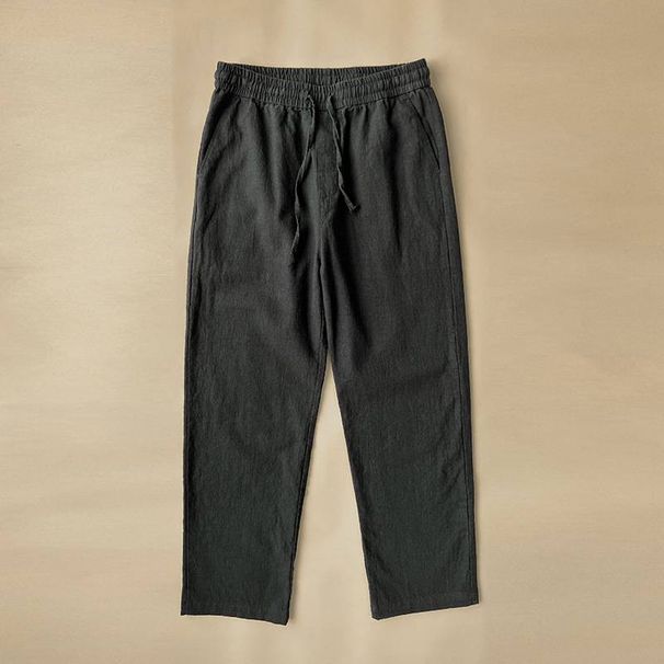 High-end Bambus-joint Linen Pants, Men's Summer Thin New Chinese-style Long Pants, Men's Casual Pants, White Loose Straight Pants_viptrois.com
